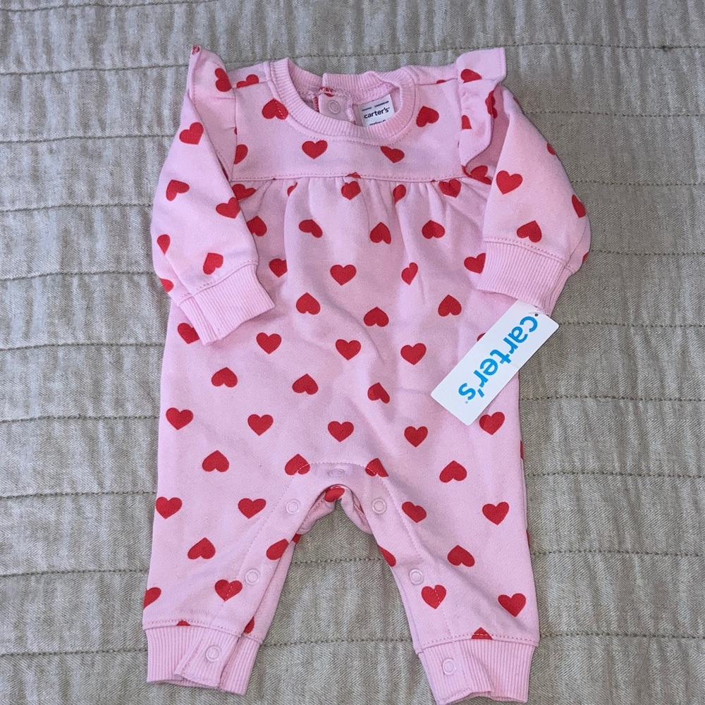 #18. 🆕 NWT - Carter's - Pink Romper with Red Heart Print